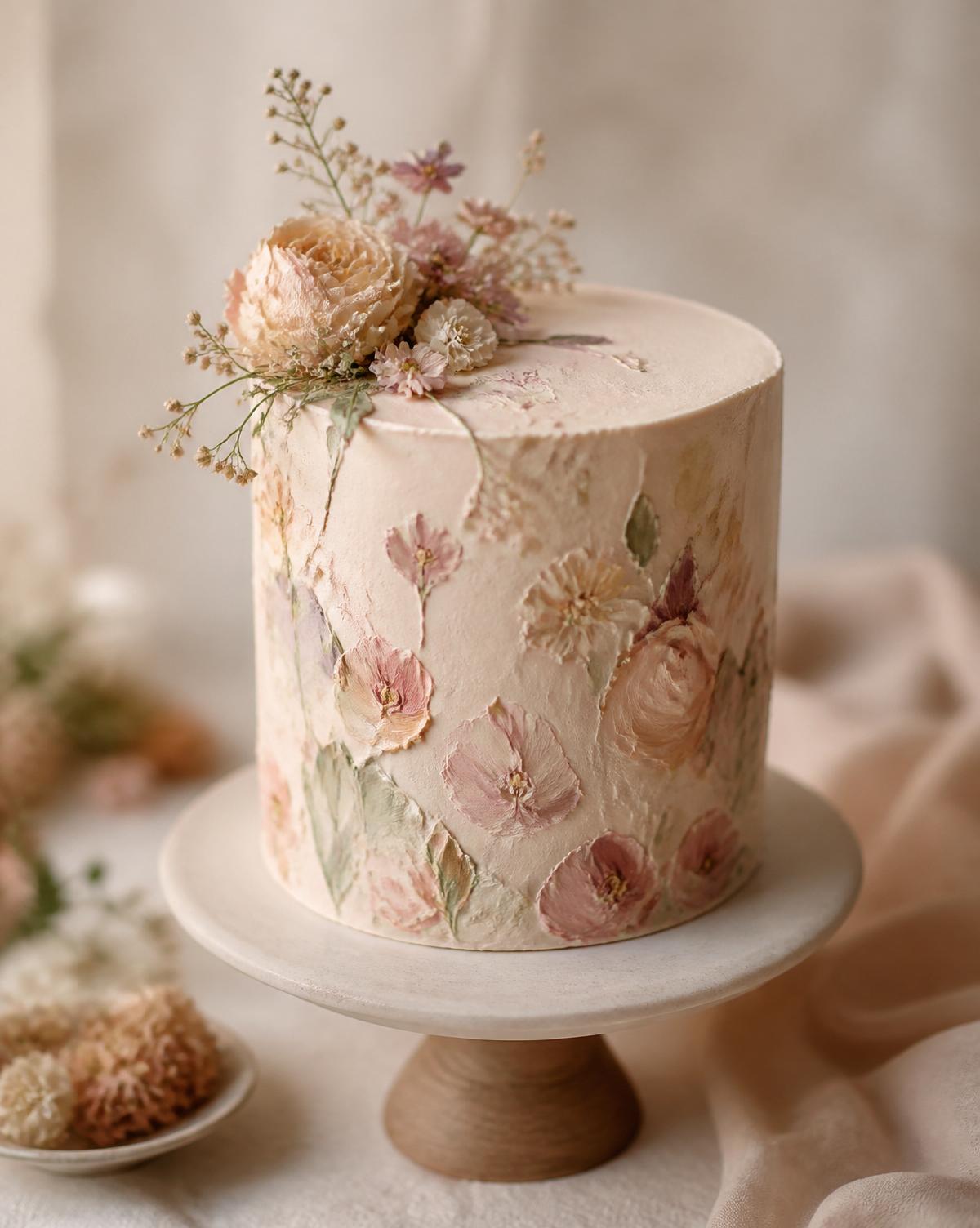 Torta dipinta a mano stile pittura ad olio
